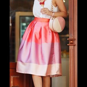 Lollipop Color Block Printed Midi Skirt